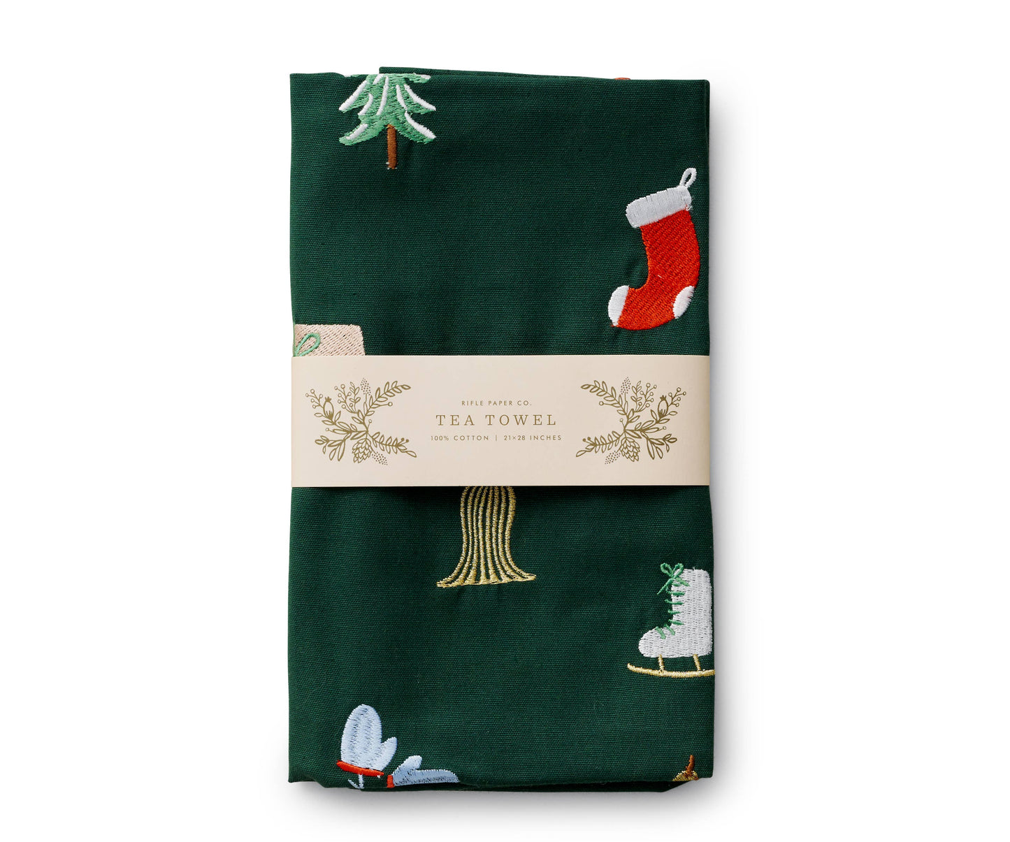 Rifle Paper Co. Signs of the Season Embroidered Tea Towel