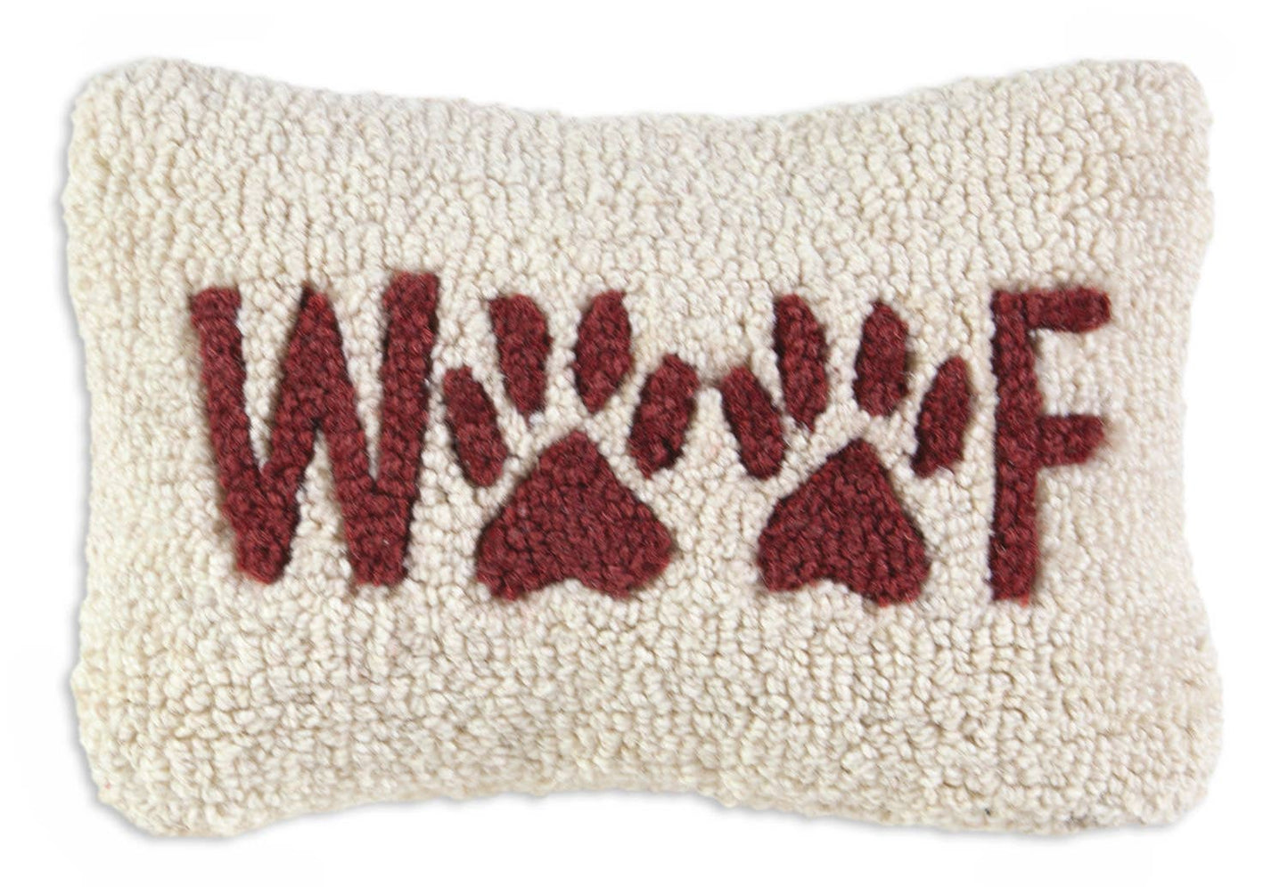 Woof Hand Hooked Wool Pillow