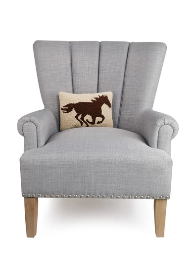 Brown Racehorse Silhouette Pillow