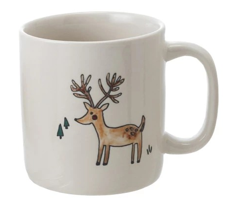 Stoneware Mug with Wax Relief Christmas Image, Four Styles