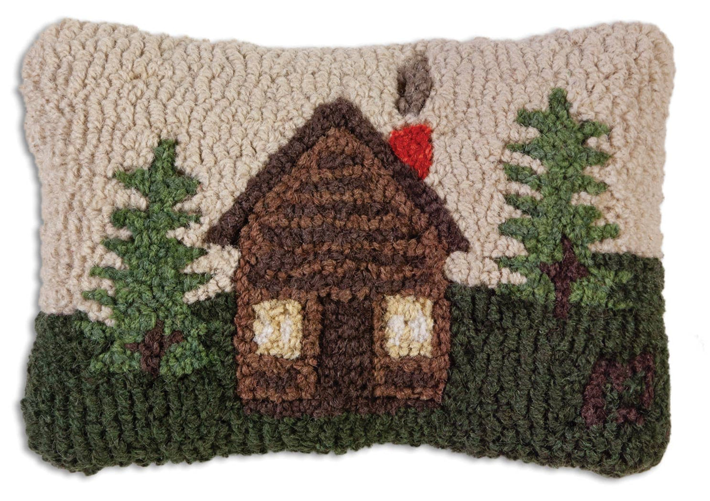 Rocky Hill Cabin Hand Hooked Pillow