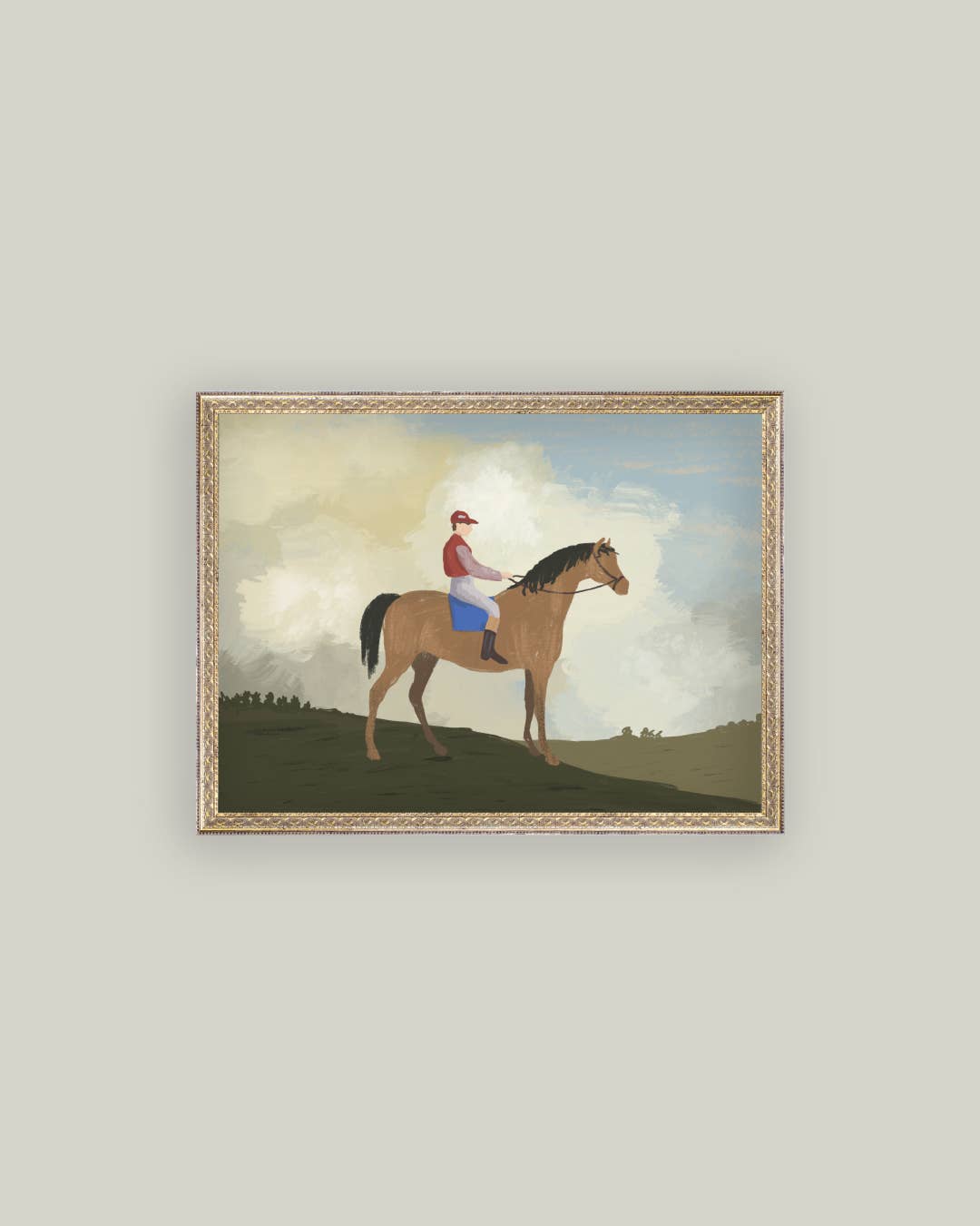 Horse Rider Framed Antique Art