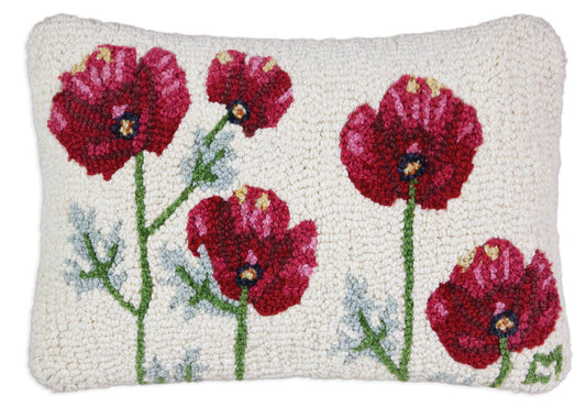 14"x 20" Poppy Profusion Hand Hooked Pillow