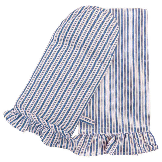 Blue Stripe Cotton Oven Mitt & Tea Towel Set