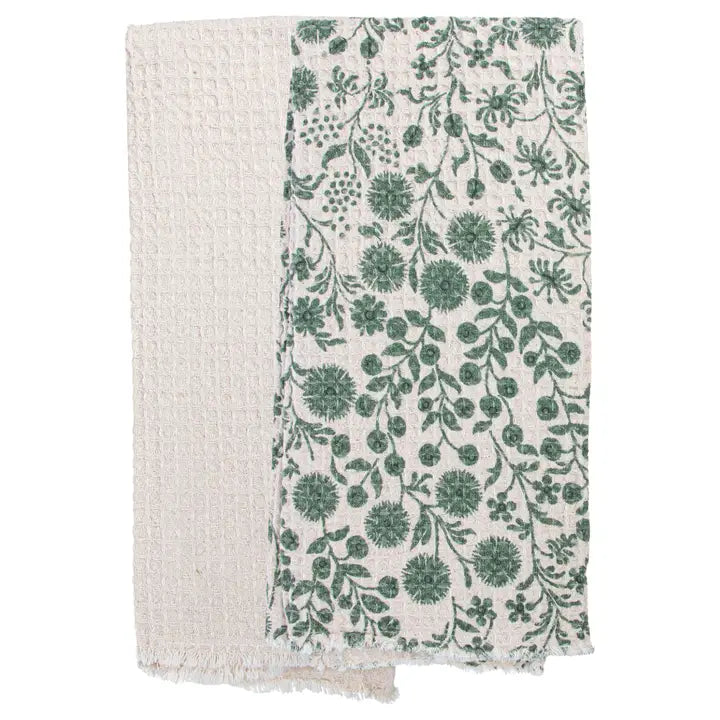 Sage Green Dandelions Cotton Tea Towel Set of Two