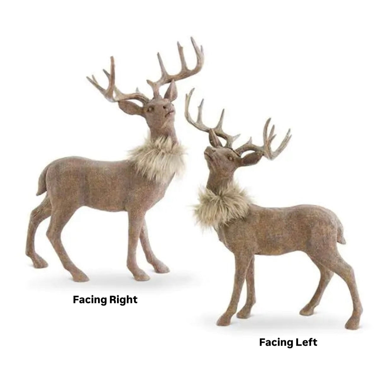 Standing Rust Burlap Deer w/ Fur Collar