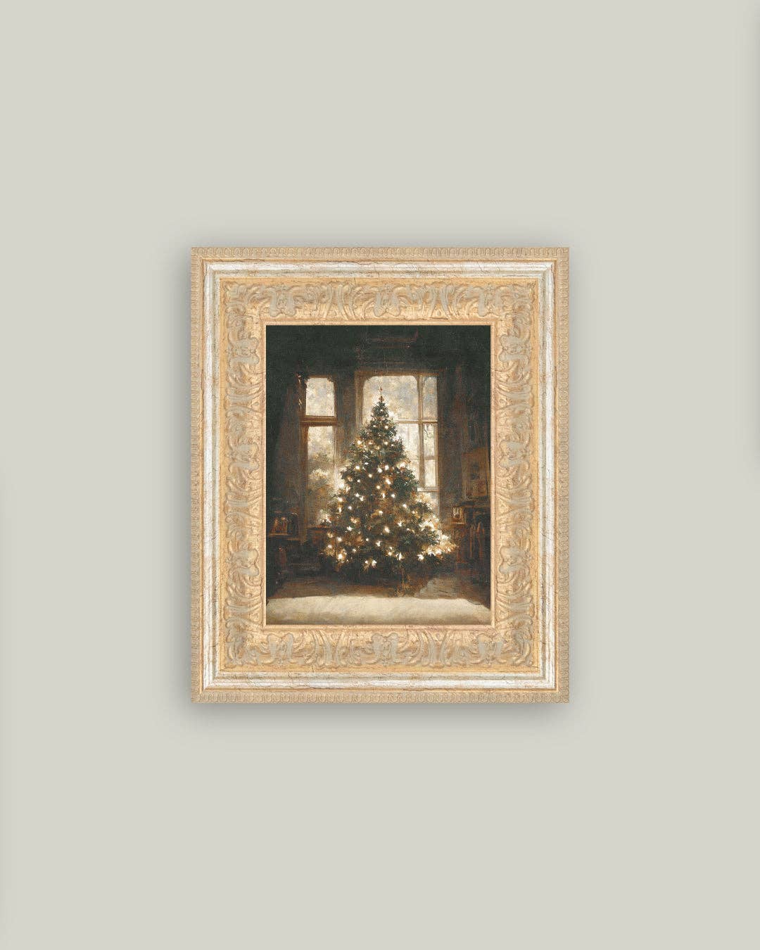 Glowing Christmas Tree Framed Antique Art