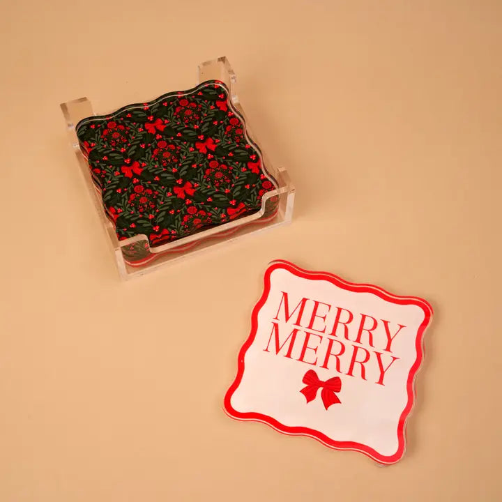 A Merry Moment Acrylic Coaster, Set of 4
