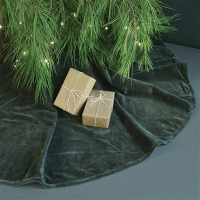 Velvet Tree Skirt in Sage Green
