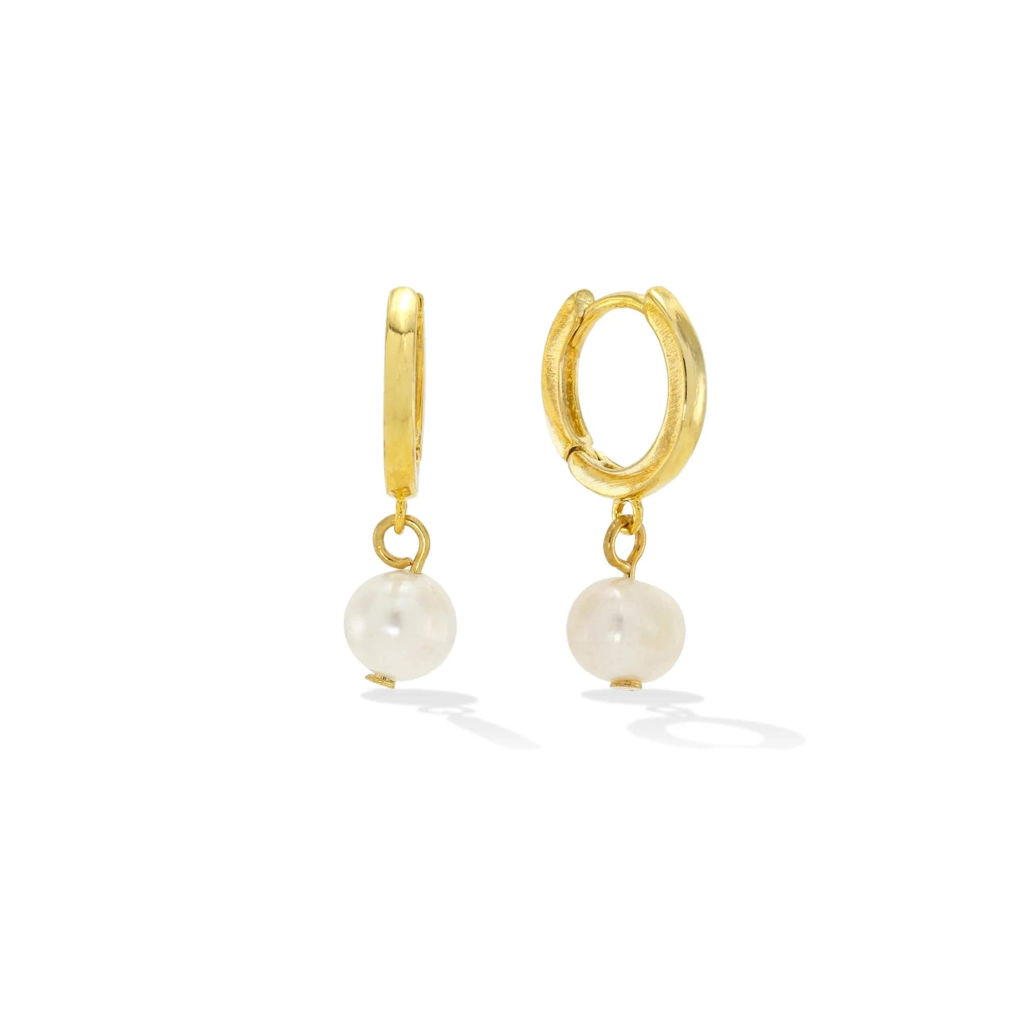 Amari Pearl Huggie Gold Hoop Earrings Pair