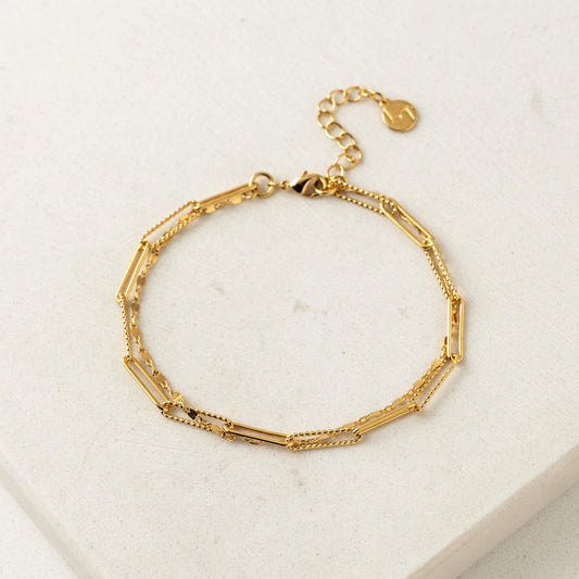 Arlo Paperclip Layered Gold Bracelet