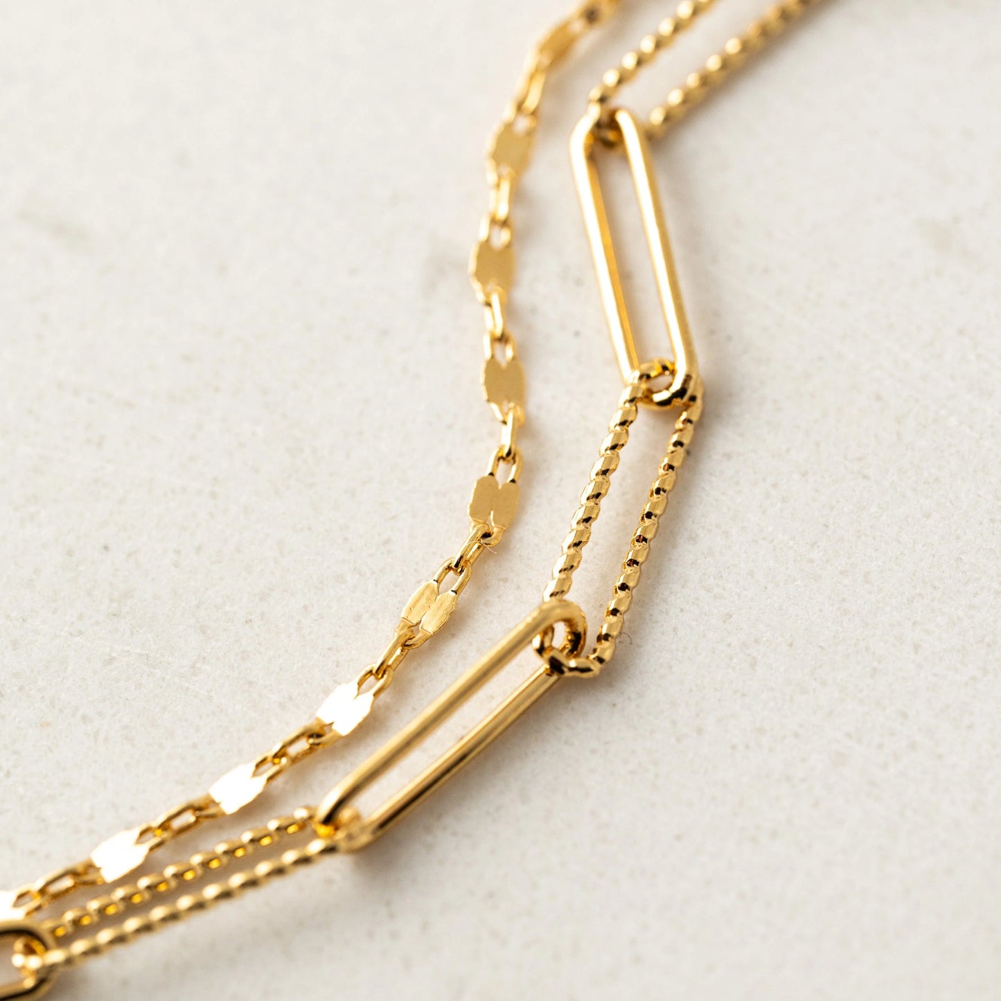 Arlo Paperclip Layered Gold Bracelet