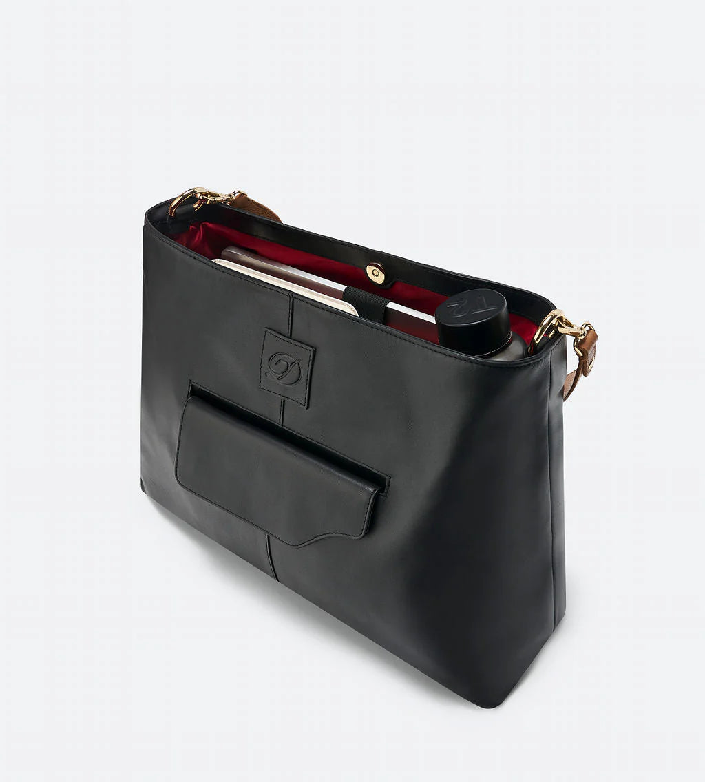 The Nicole - Black Leather Slouch Tote