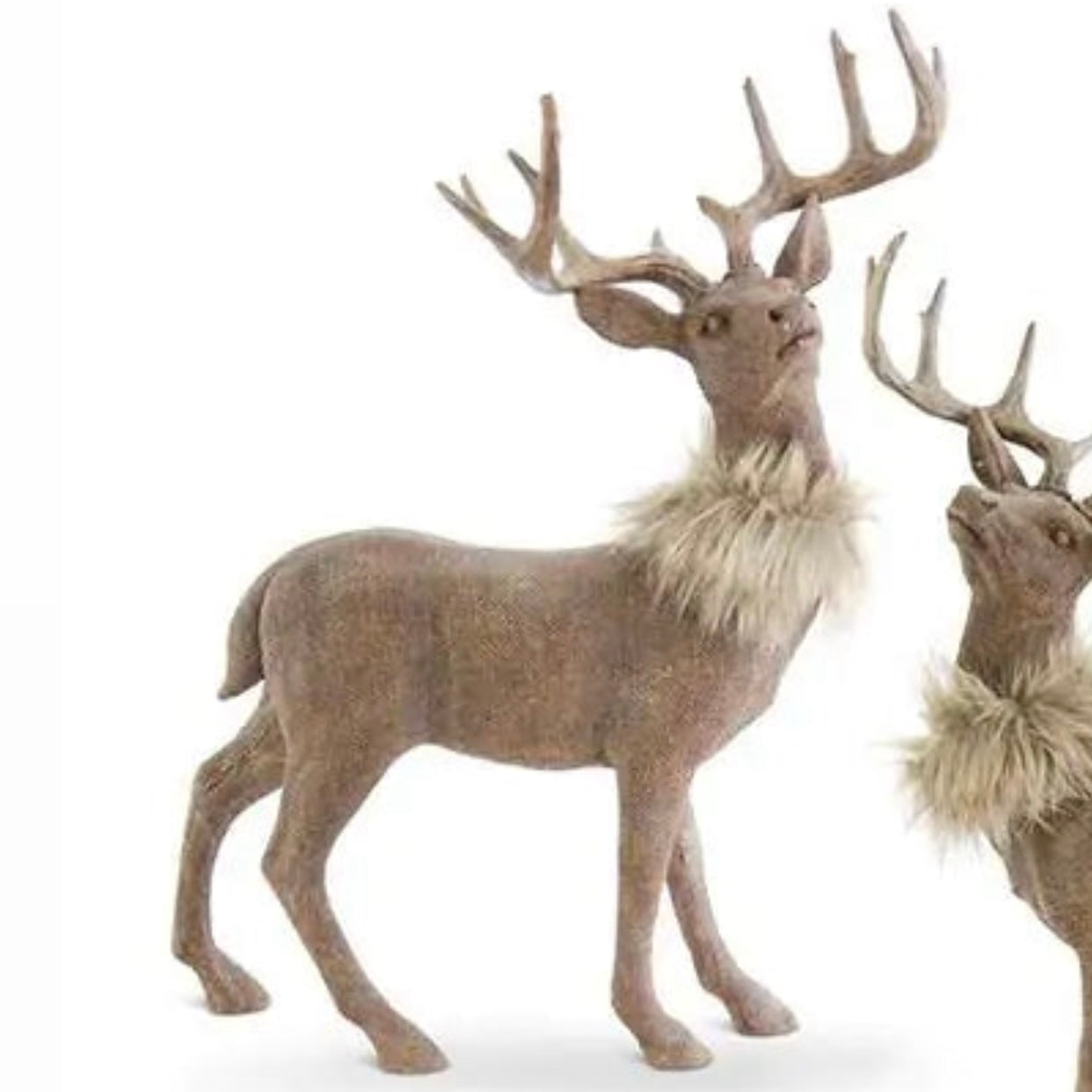 Standing Rust Burlap Deer w/ Fur Collar