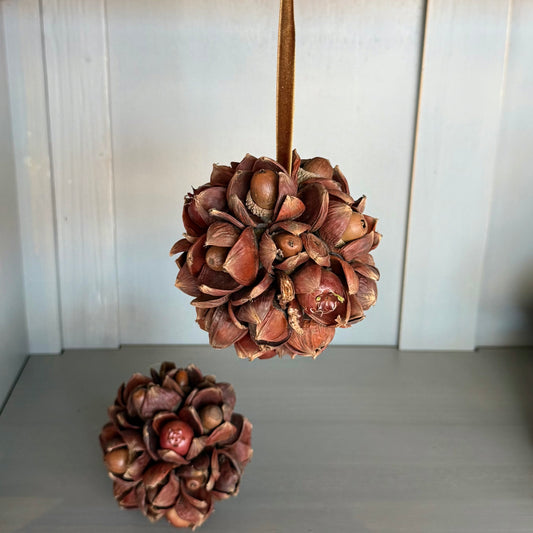 Acorn & Rose Hip Ball Ornament