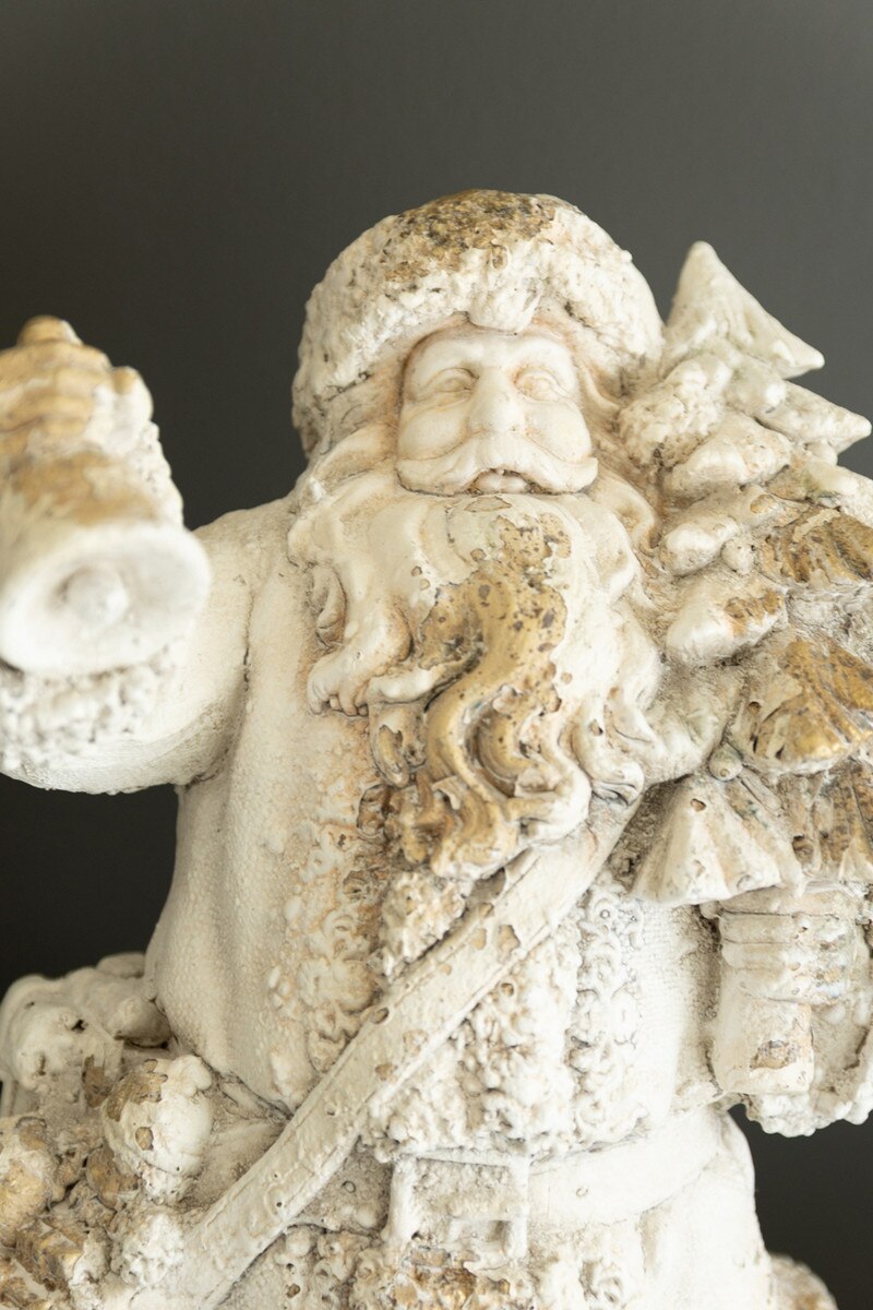 Antique Distressed White Faux Concrete Santa