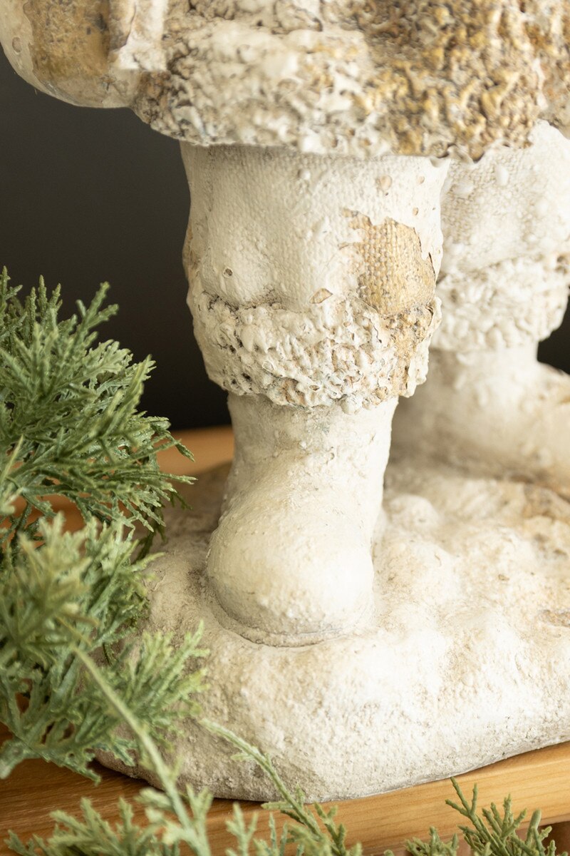 Antique Distressed White Faux Concrete Santa