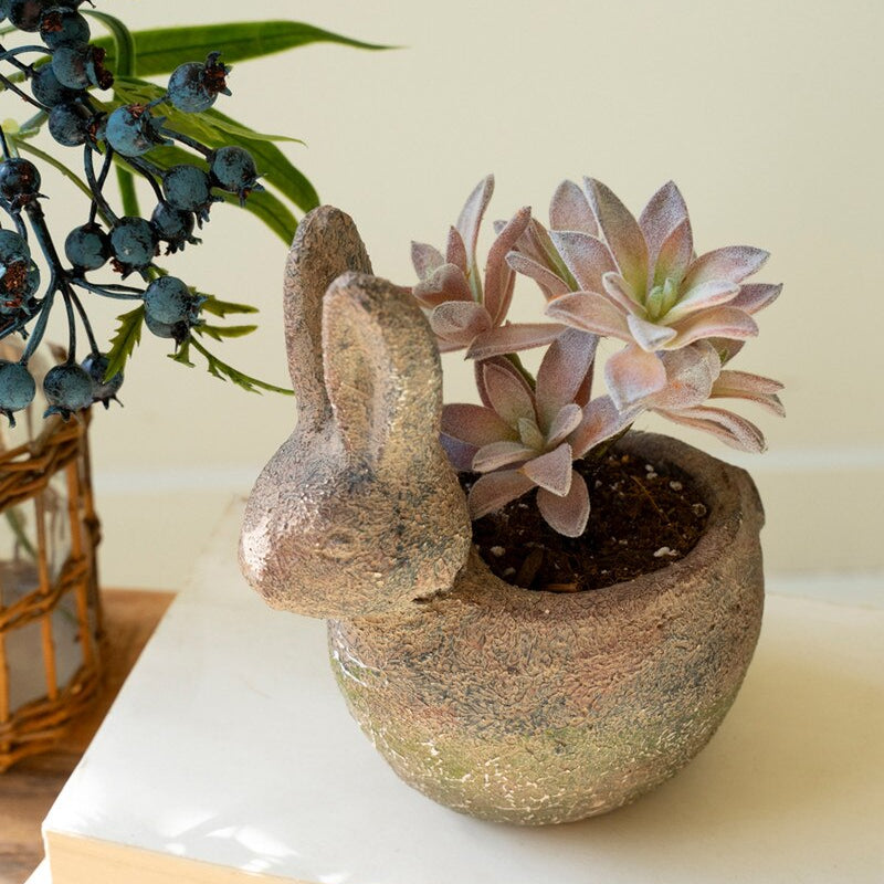 Rustic Terracotta Rabbit Planter