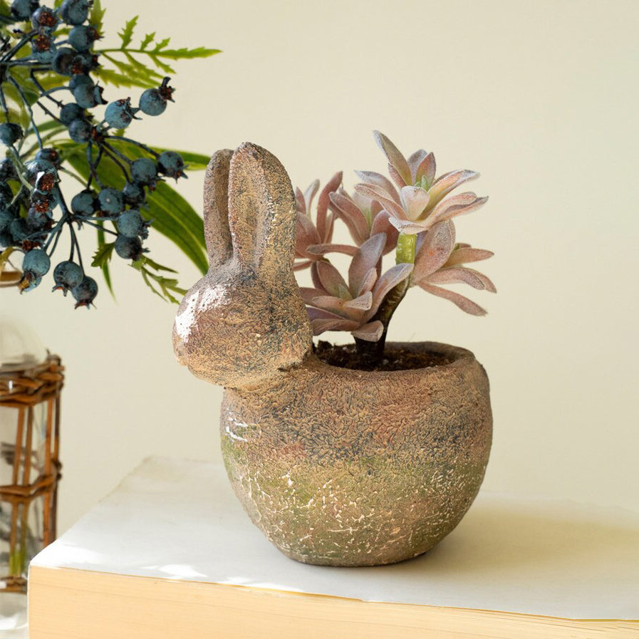 Rustic Terracotta Rabbit Planter