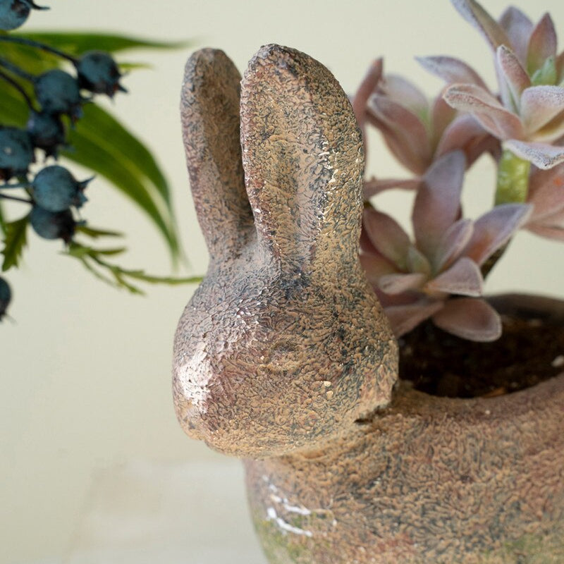 Rustic Terracotta Rabbit Planter