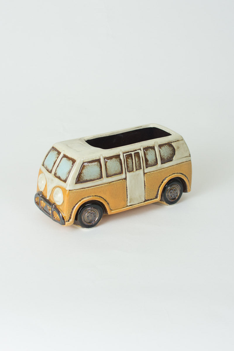 Yellow Ceramic Van Planter