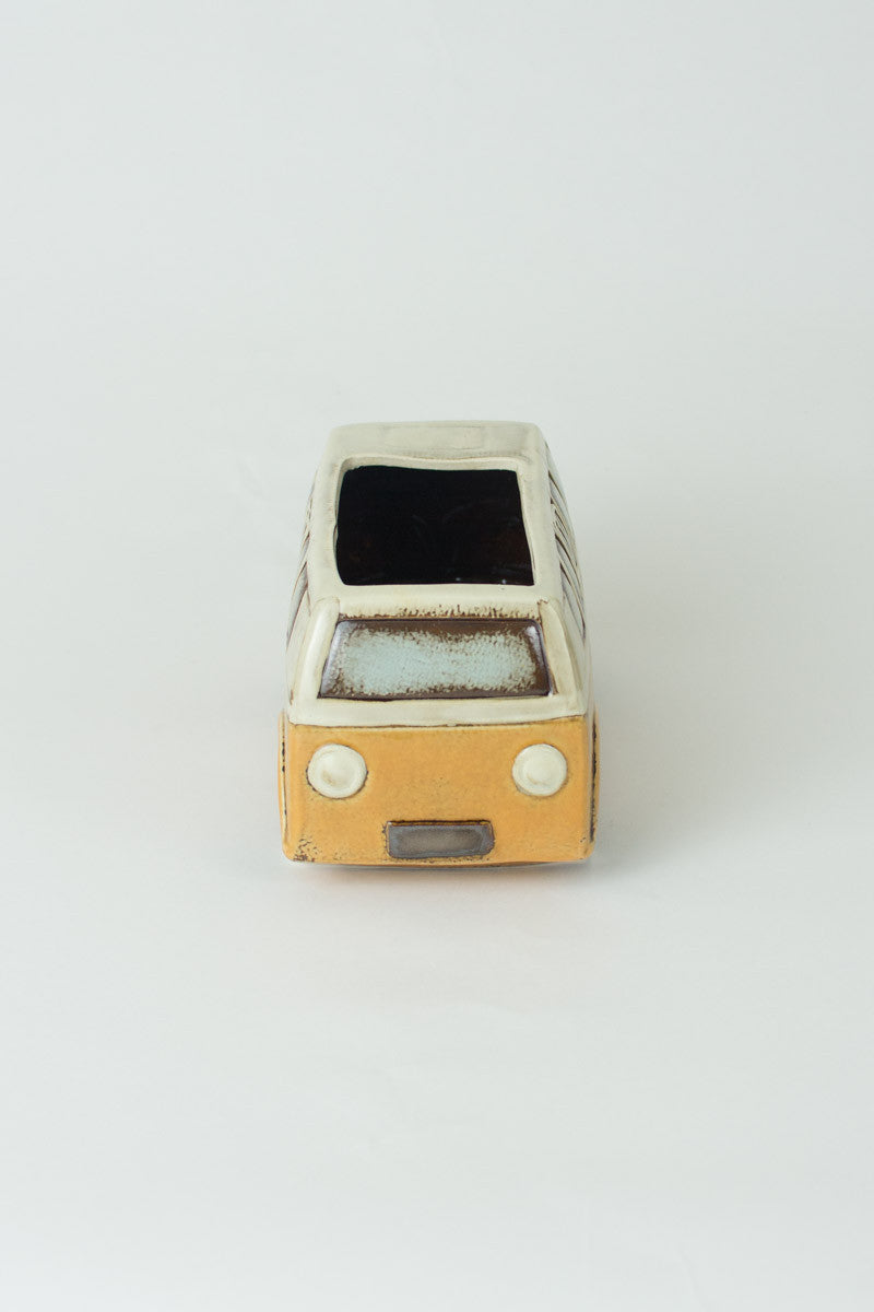 Yellow Ceramic Van Planter