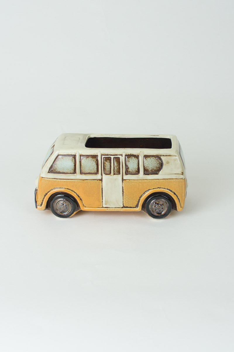 Yellow Ceramic Van Planter