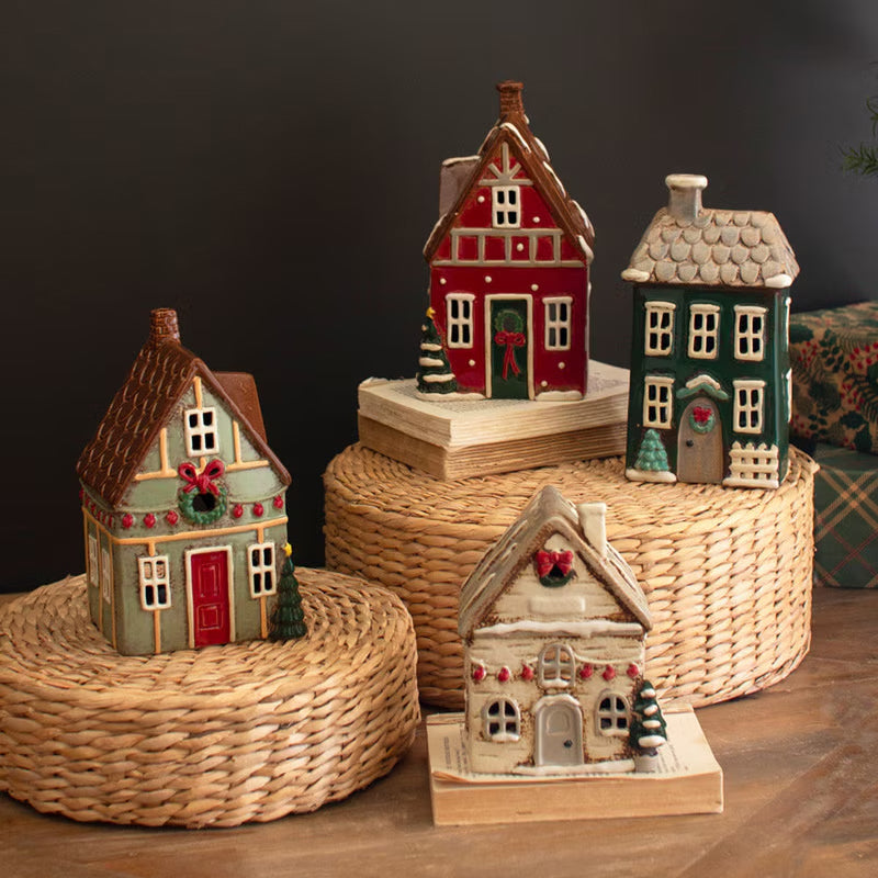 Ceramic Christmas Votive House Village