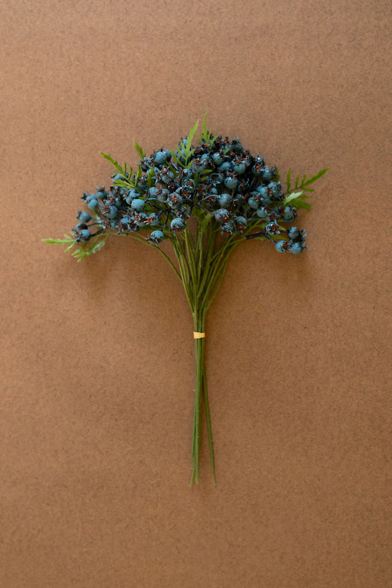 Artificial Blueberry Bundle 13 inch Stem