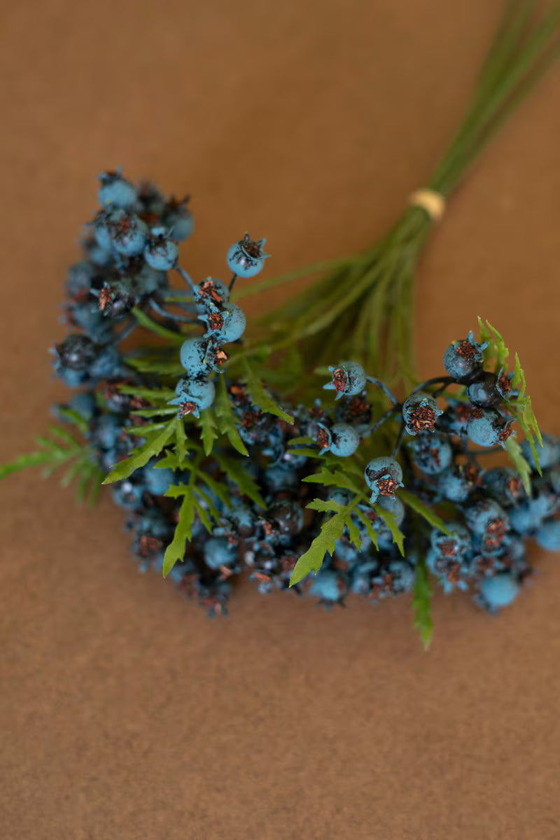Artificial Blueberry Bundle 13 inch Stem