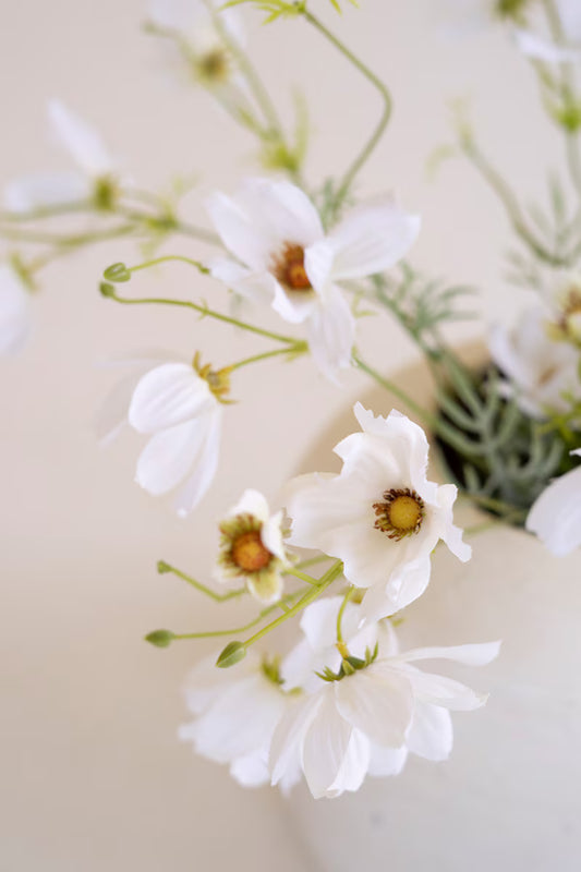 Artificial White Cosmos Spray