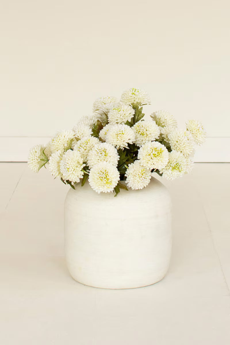 Artificial White Ball Dahlias | 7 Blooms