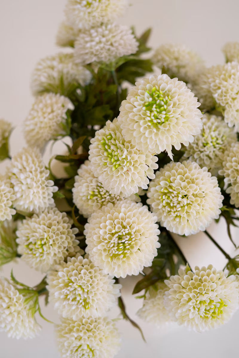 Artificial White Ball Dahlias | 7 Blooms