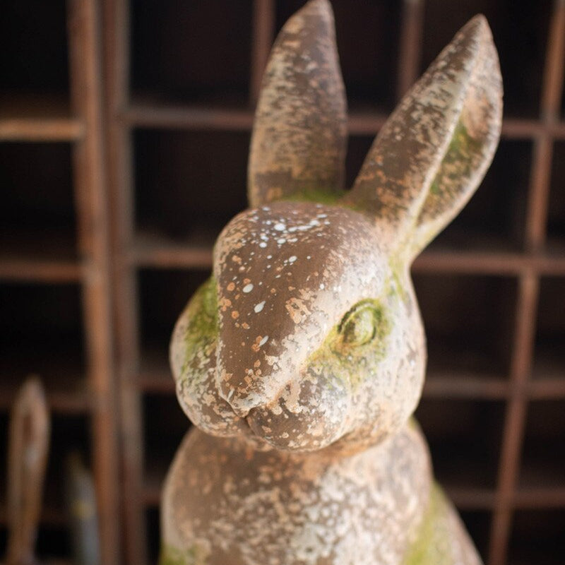 Faux Concrete Rabbit with Moss Accents