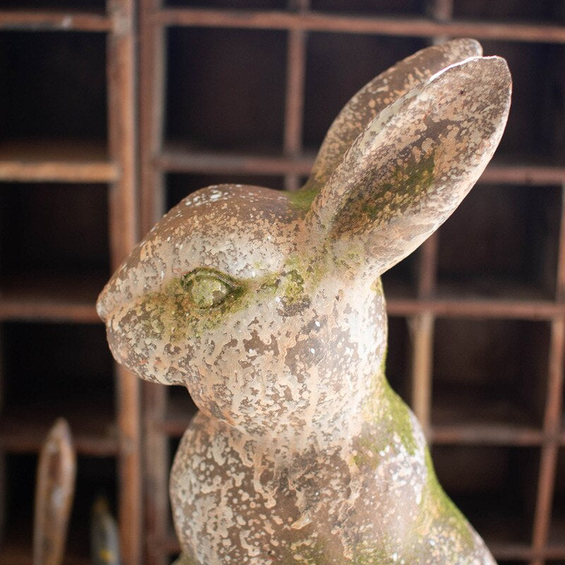 Faux Concrete Rabbit with Moss Accents