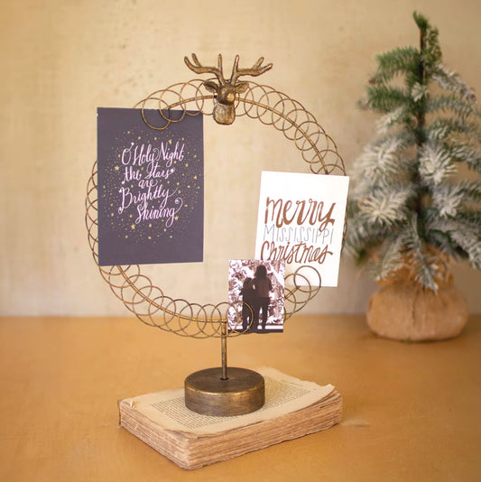 Round Wire Christmas Card Holder on a Stand