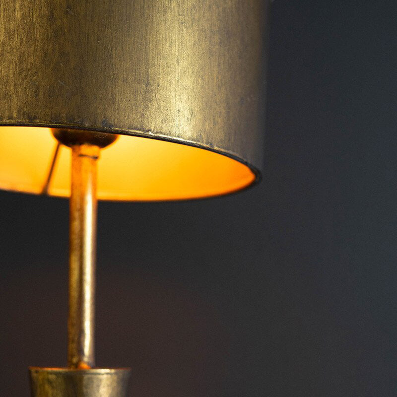 Antique Gold Lamp with Metal Barrel Shades