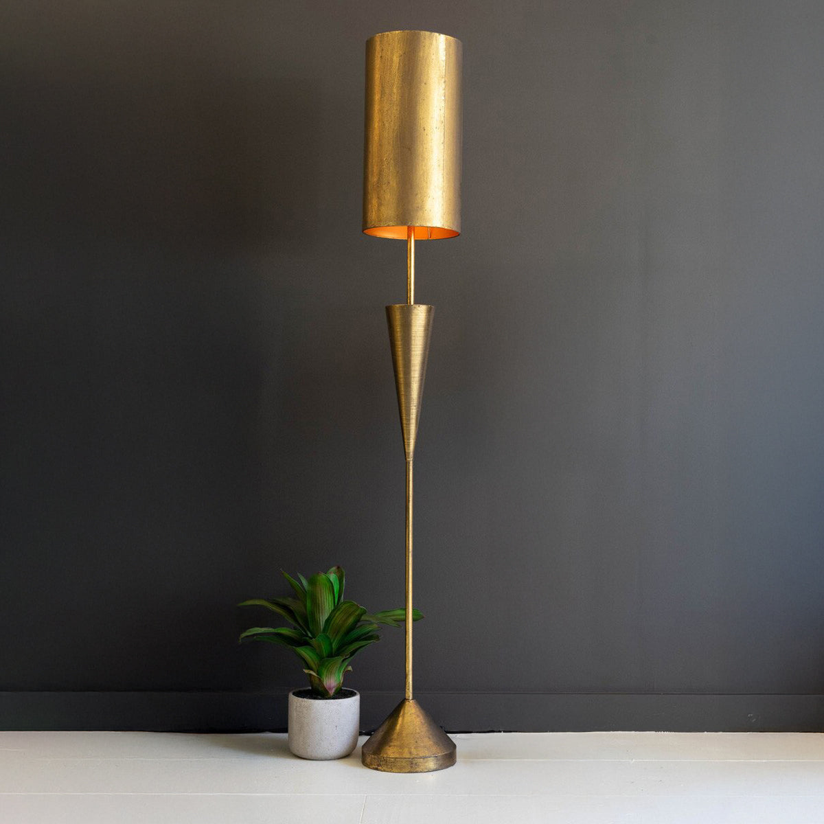 Antique Gold Lamp with Metal Barrel Shades