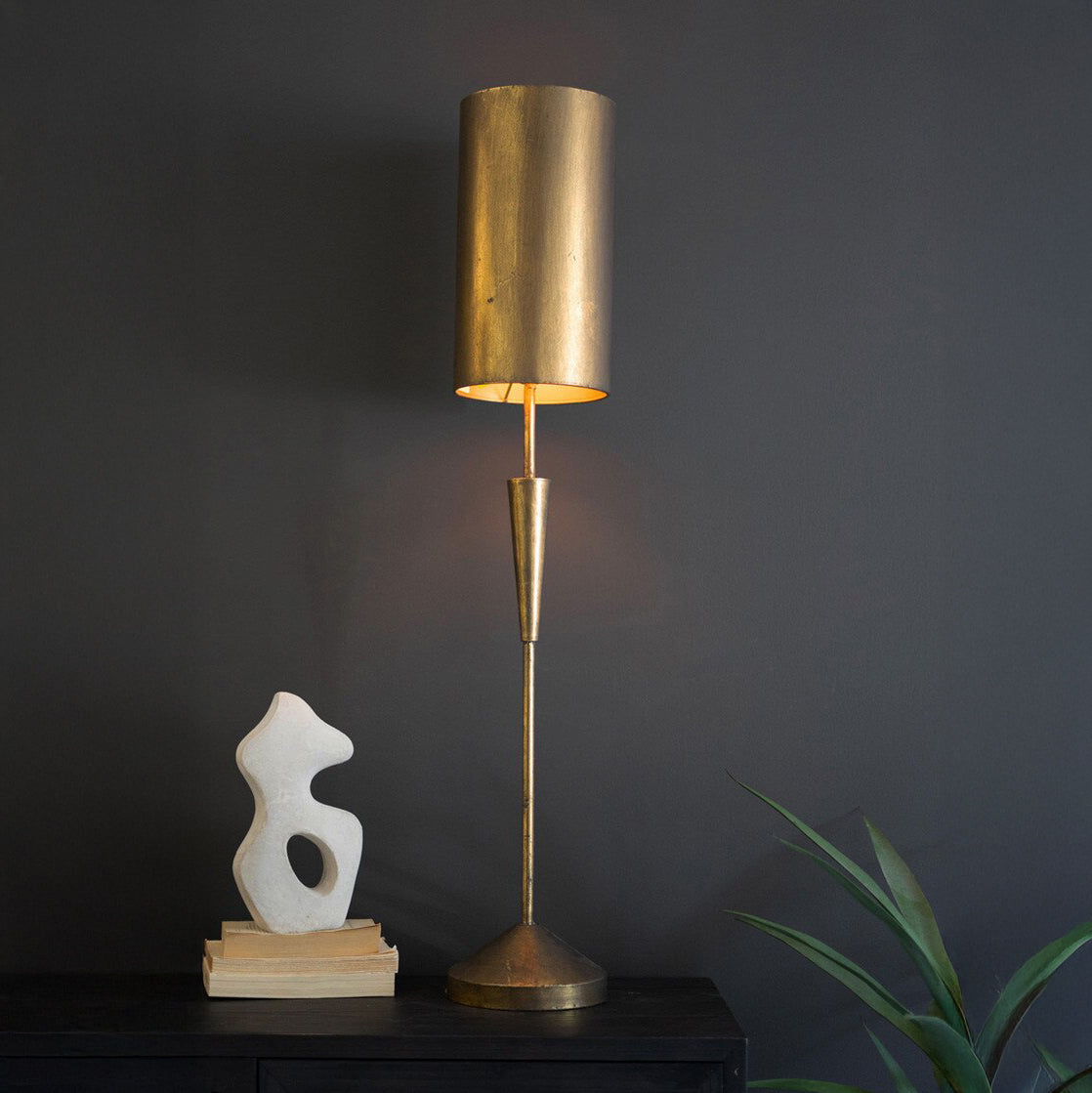 Antique Gold Lamp with Metal Barrel Shades