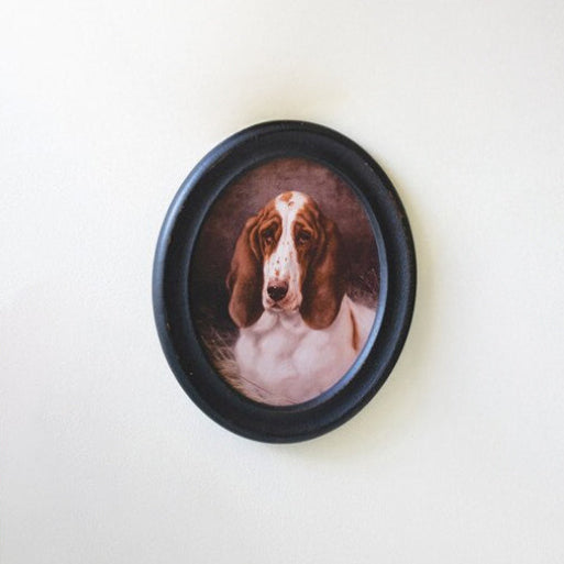 Framed Oval Hound Prints under Glass