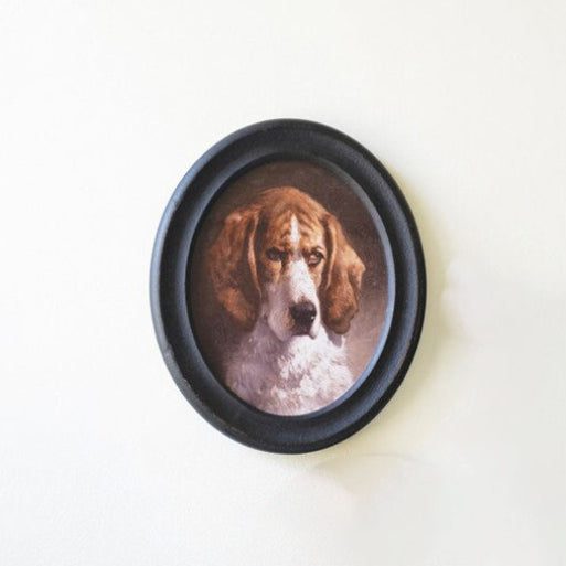 Framed Oval Hound Prints under Glass