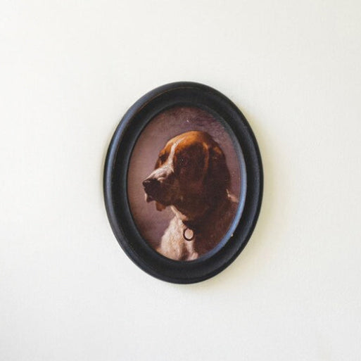 Framed Oval Hound Prints under Glass