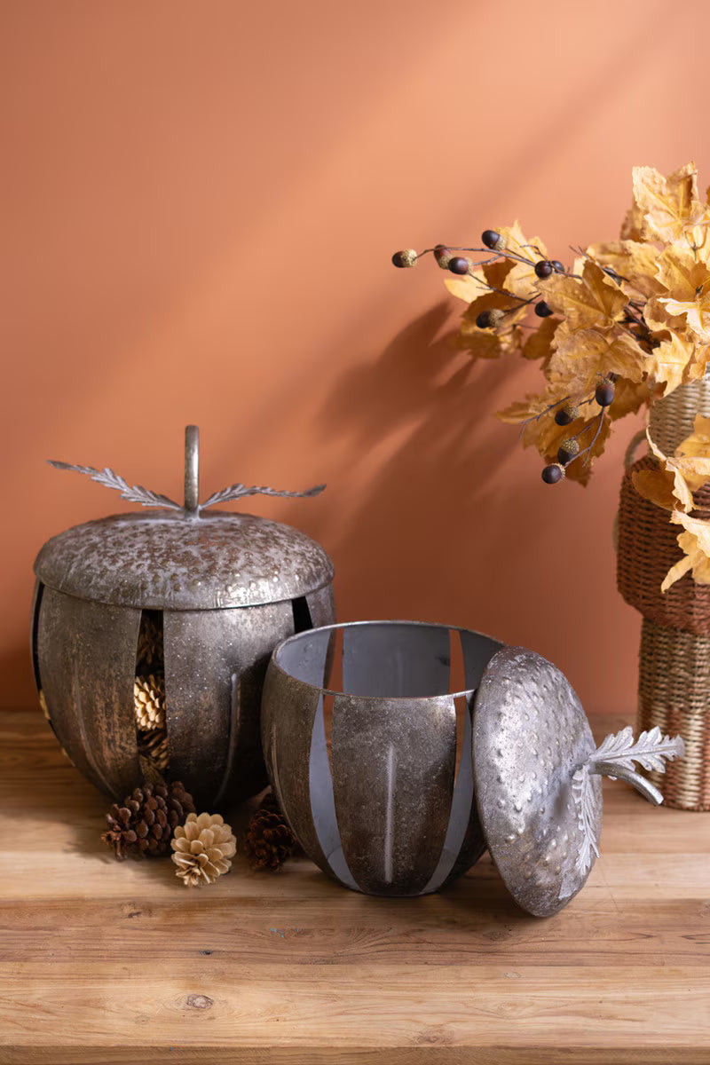 Rustic Metal Acorn Container, Two Sizes