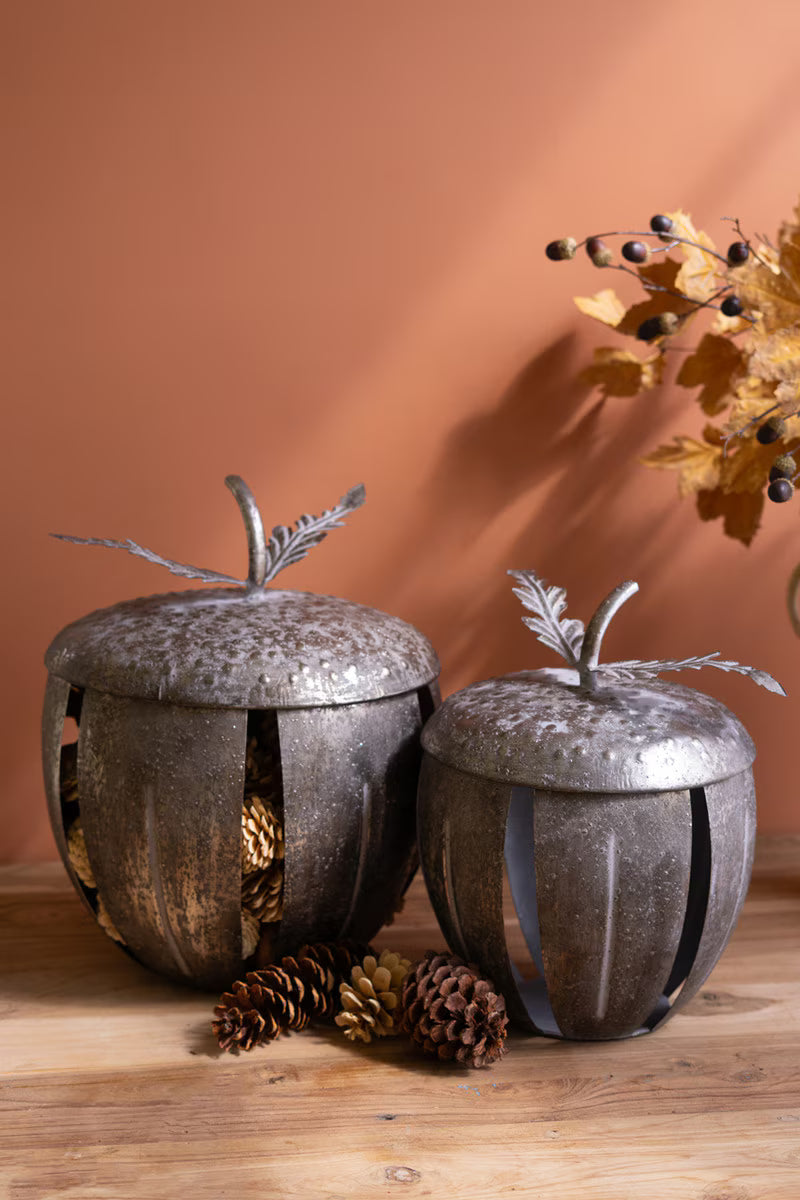 Rustic Metal Acorn Container, Two Sizes