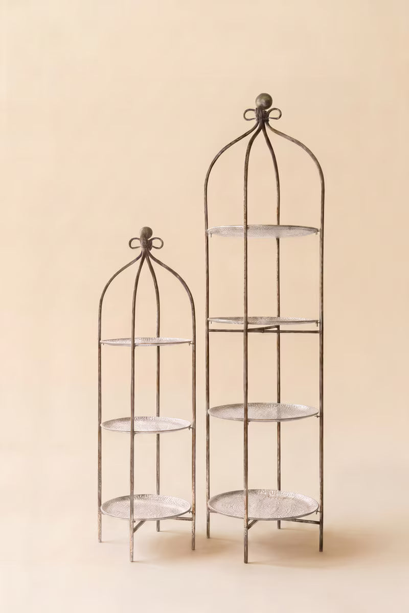 Tiered Round Rustic Iron Shelf, Two sizes