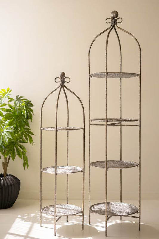 Tiered Round Rustic Iron Shelf, Two sizes