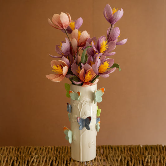 Ceramic Vase with Colorful Butterflies