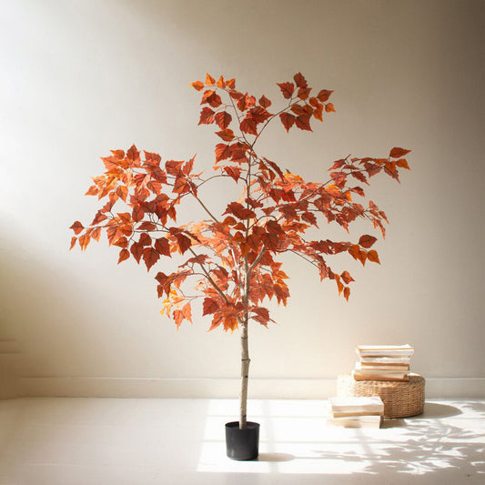 Artificial Autumn Birch Tree in a Black Plastic Pot