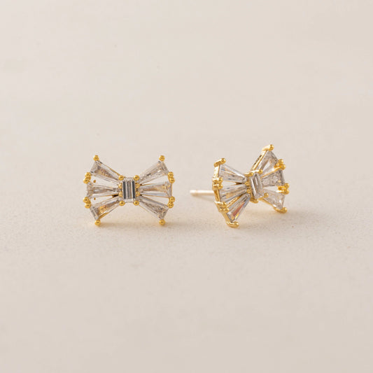 Camille Stud Gold Bow Earrings Pair
