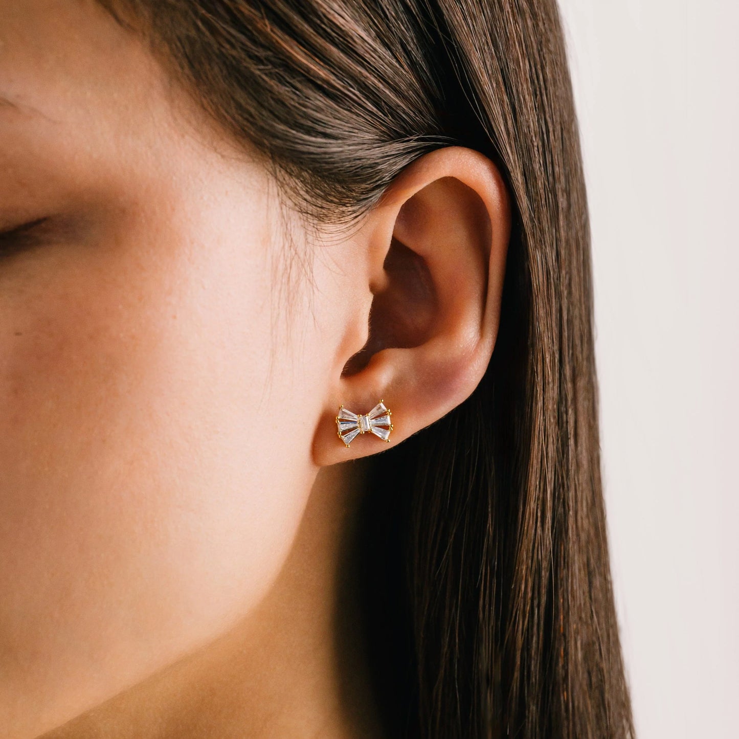 Camille Stud Gold Bow Earrings Pair